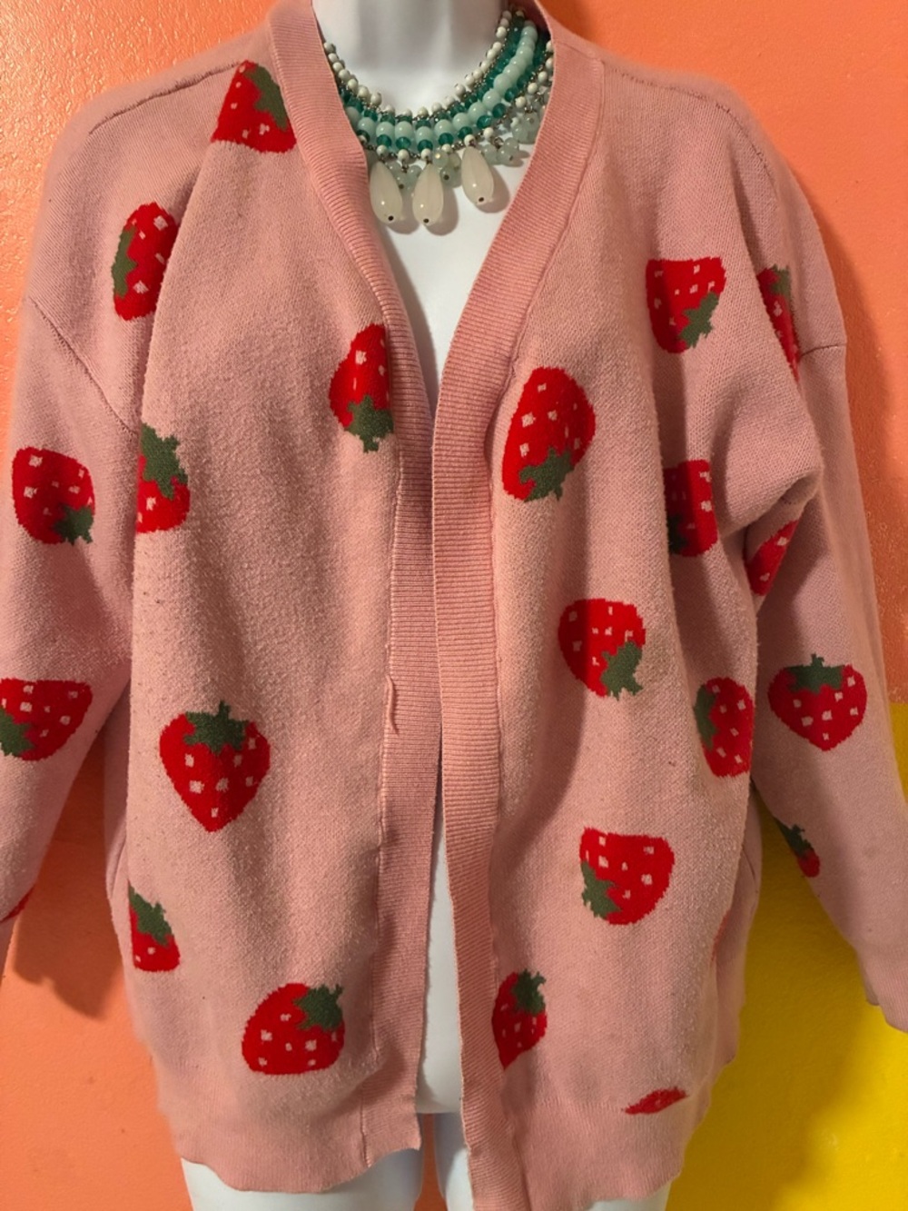 Pink Strawberry Knit Cardigan - Picture 2 of 6